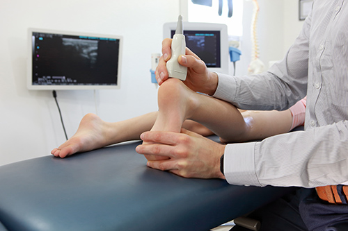 ultrasound of caucasian child's heel- diagnosis